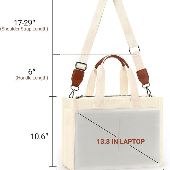 Elegant Women's Laptop Tote Bag with Padded Compartment & Zipper Closure - Picture 3 of 8